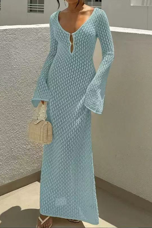 Eyelet Knit Maxi Dress