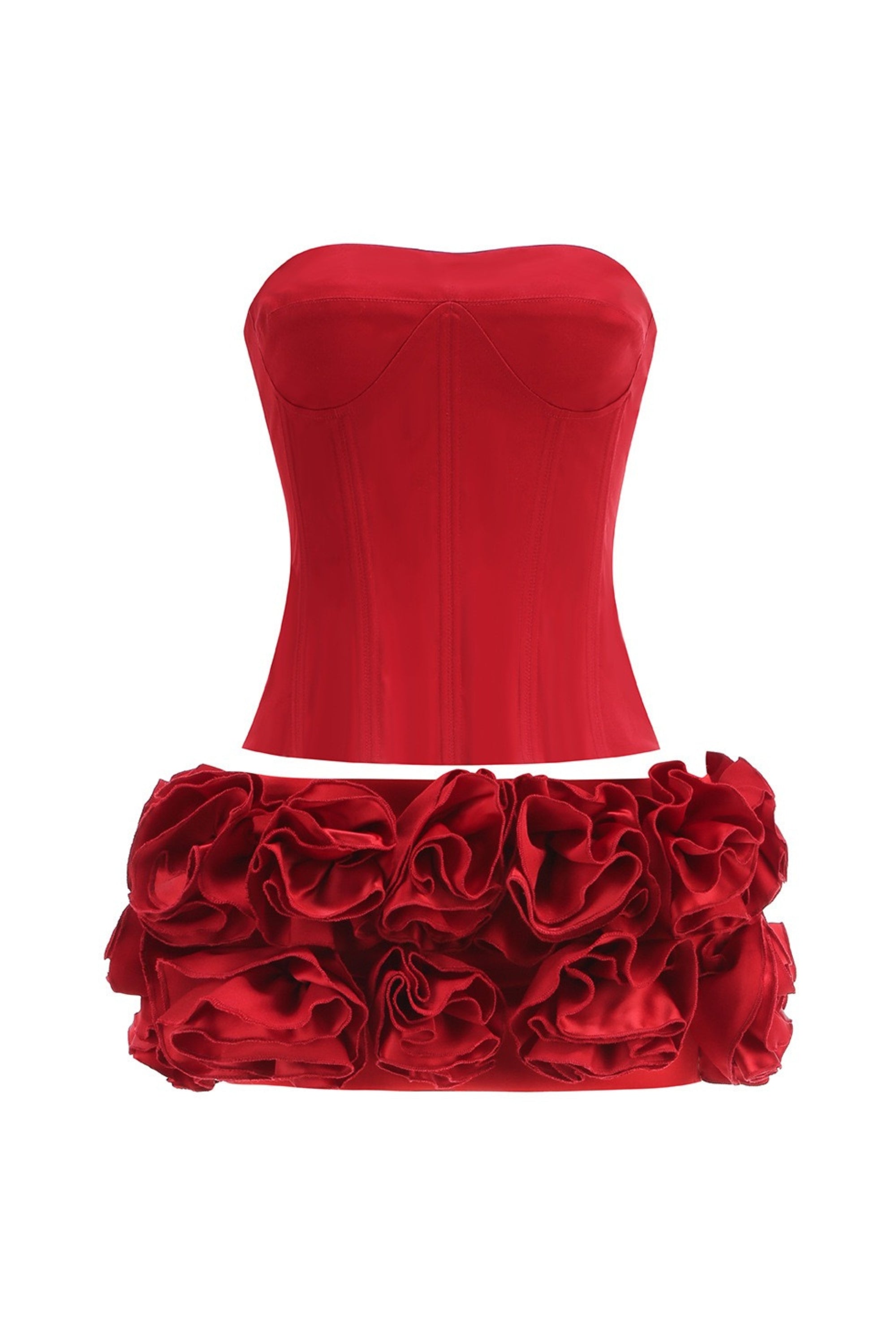 CLEGG RED CORSET FLOWER TWO-PIECE SET