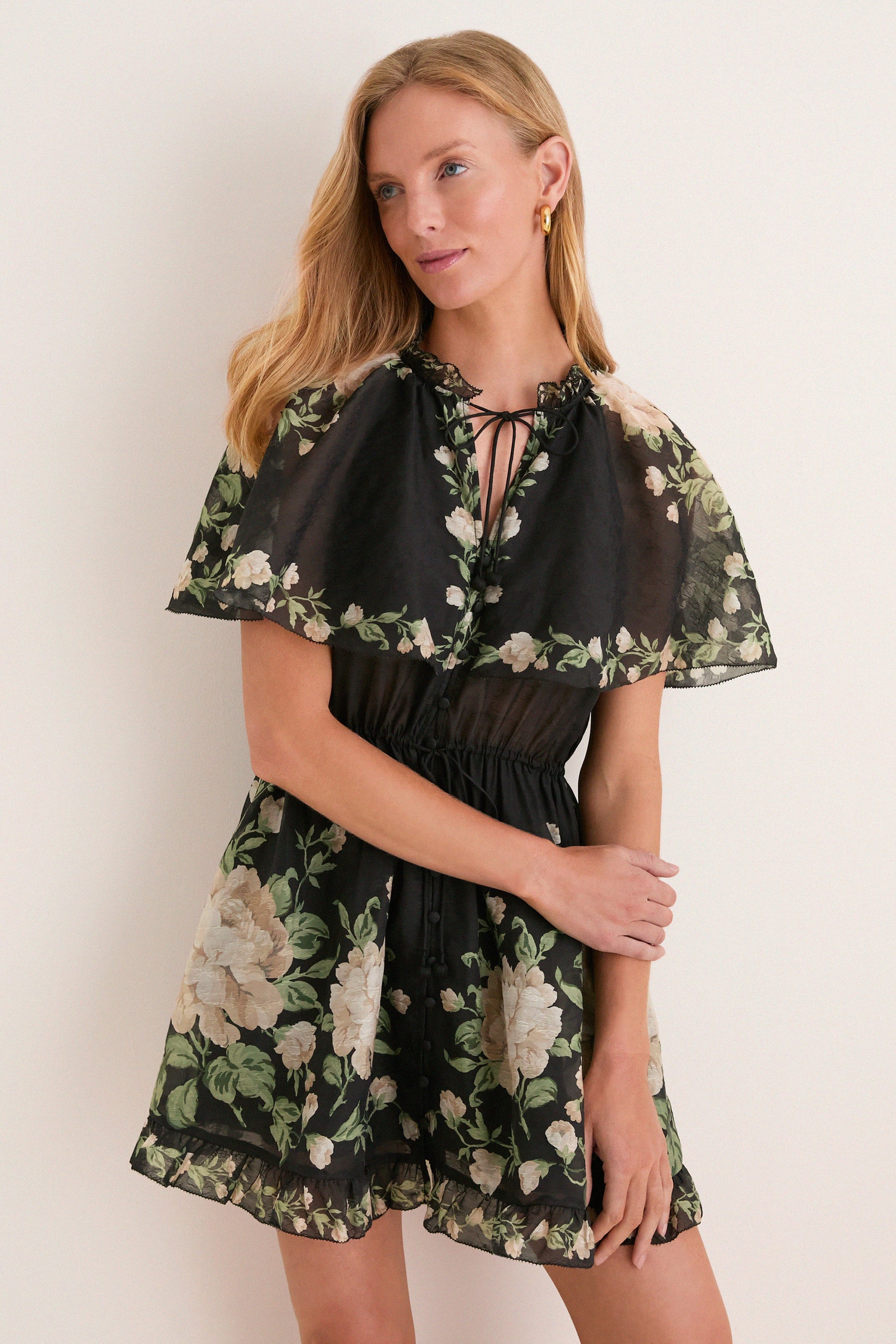 Black Christina Print Mini Dress