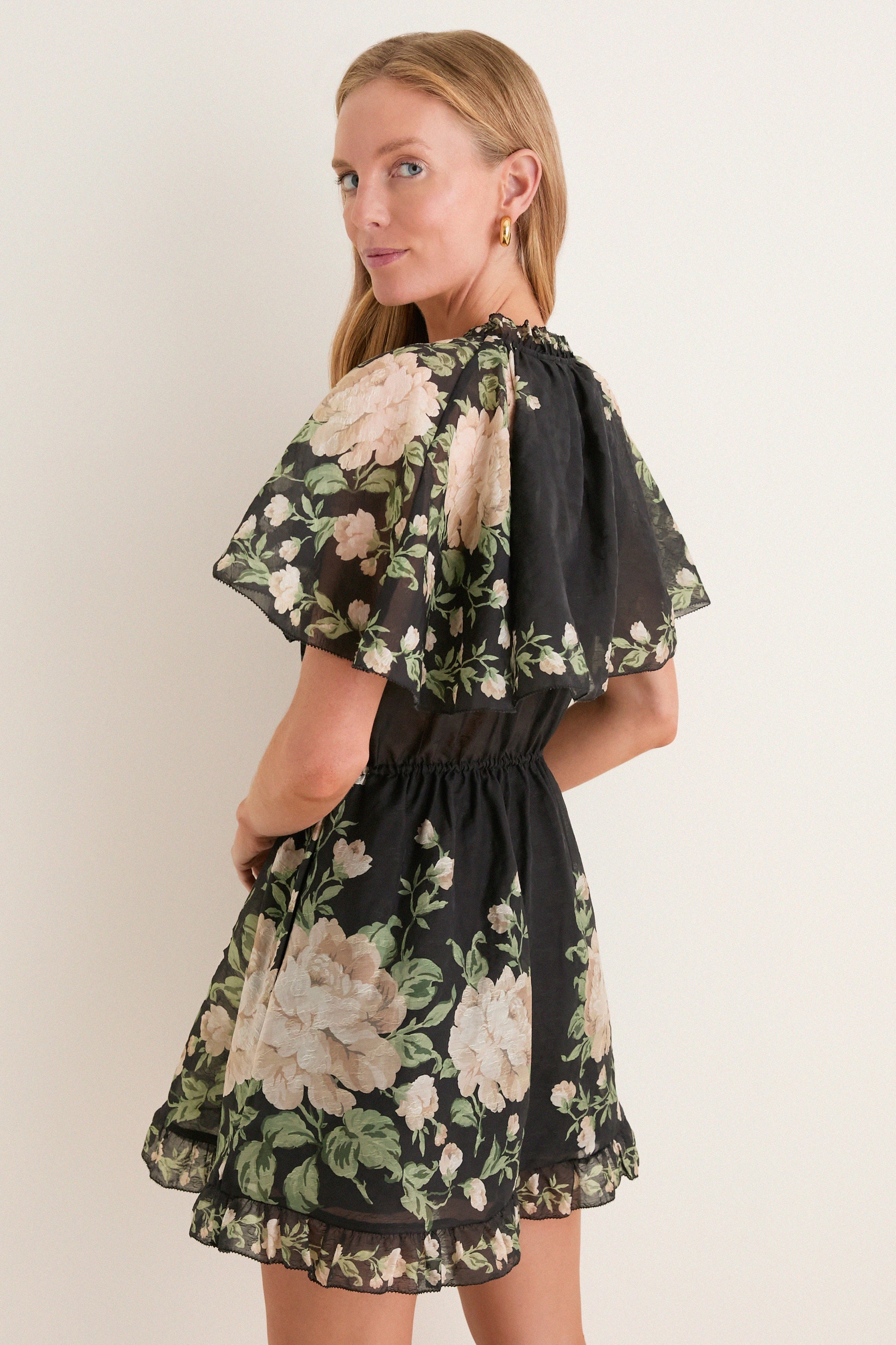 Black Christina Print Mini Dress