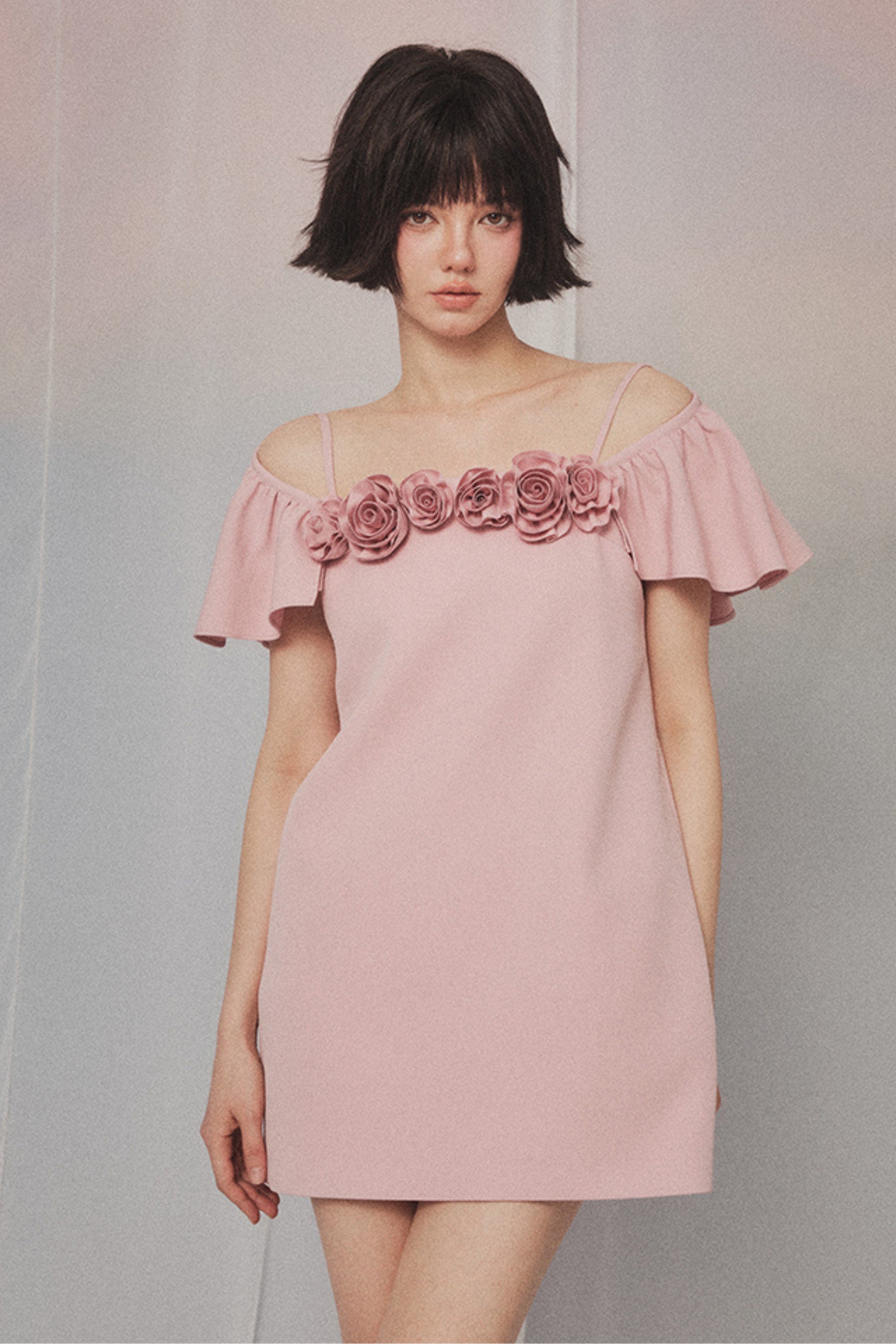 Flower mini dress in pink