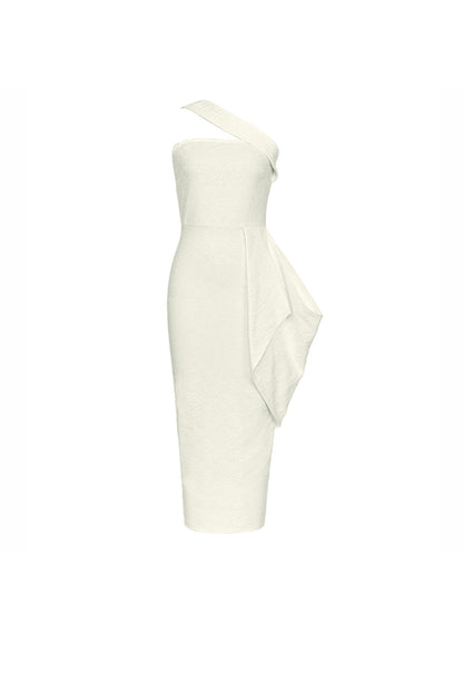 bandage split midi dress in white