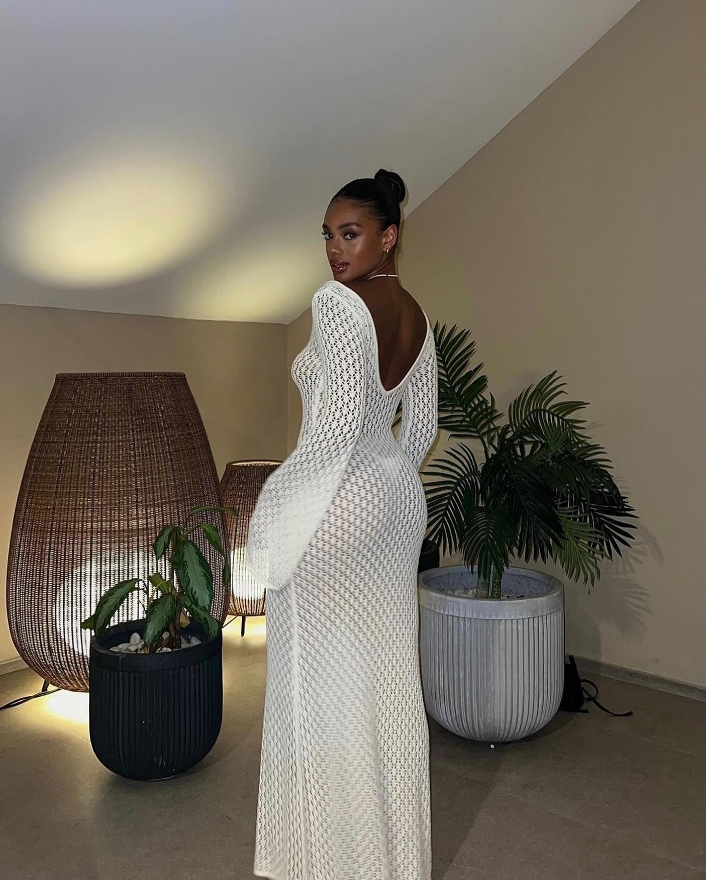 Eyelet Knit Maxi Dress