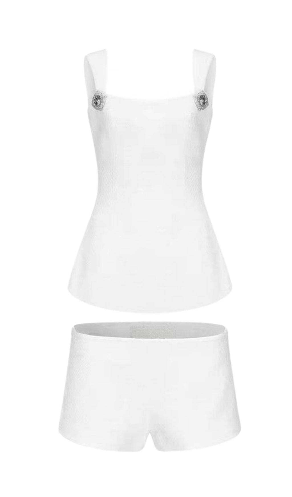 BOW-EMBELLISHED RHINESTONE SET IN WHITE