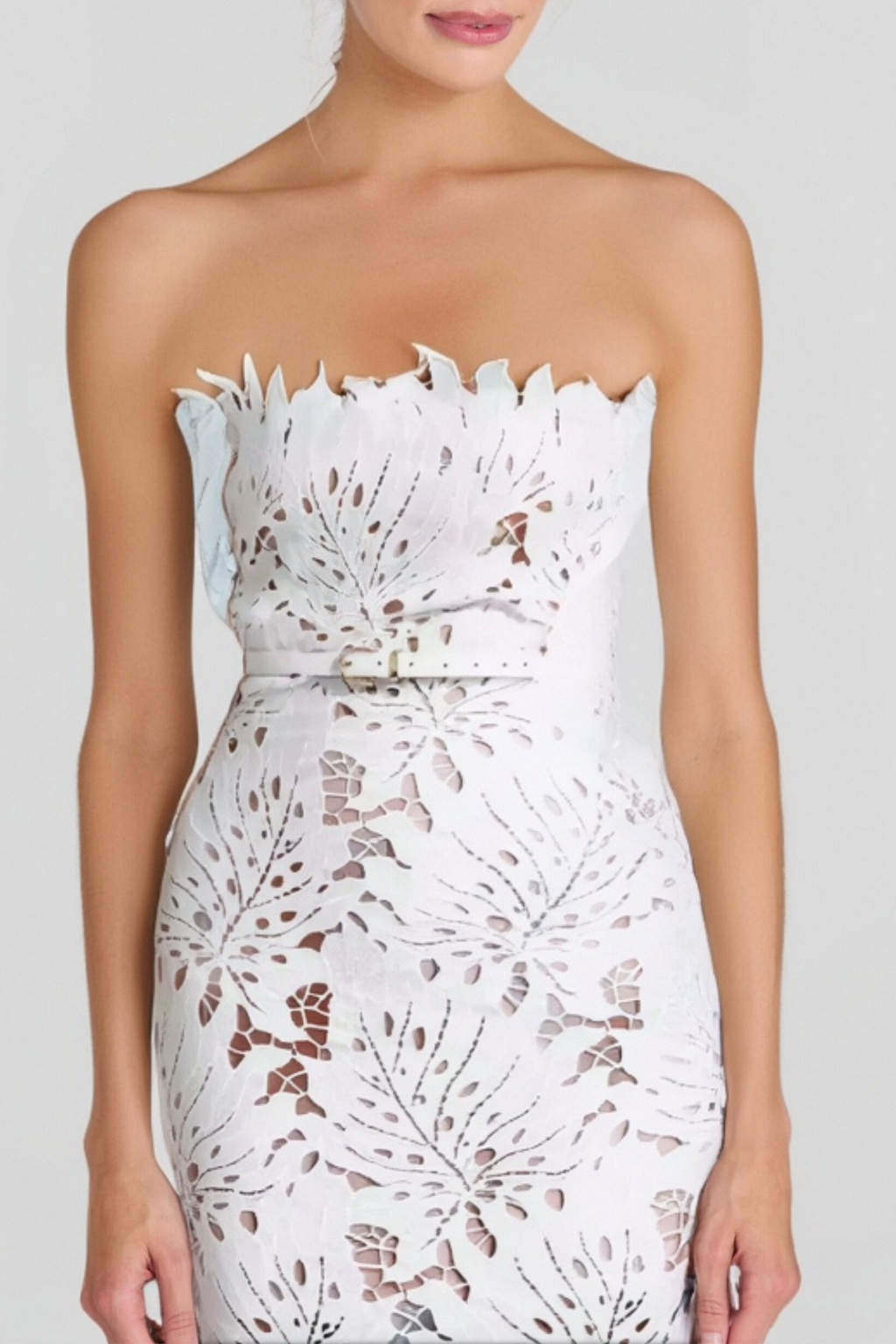 OFF-SHOULDER WHITE FLORAL LACE MIDI DRESS
