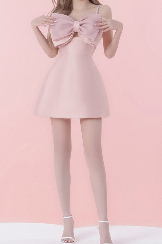 SLING BOW A-LINE MINI DRESS