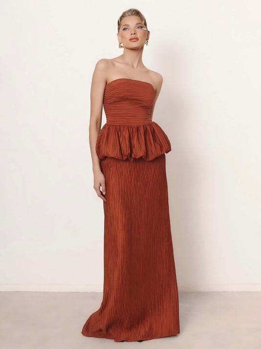 Strapless Ruched Skirt Two-Piece Set