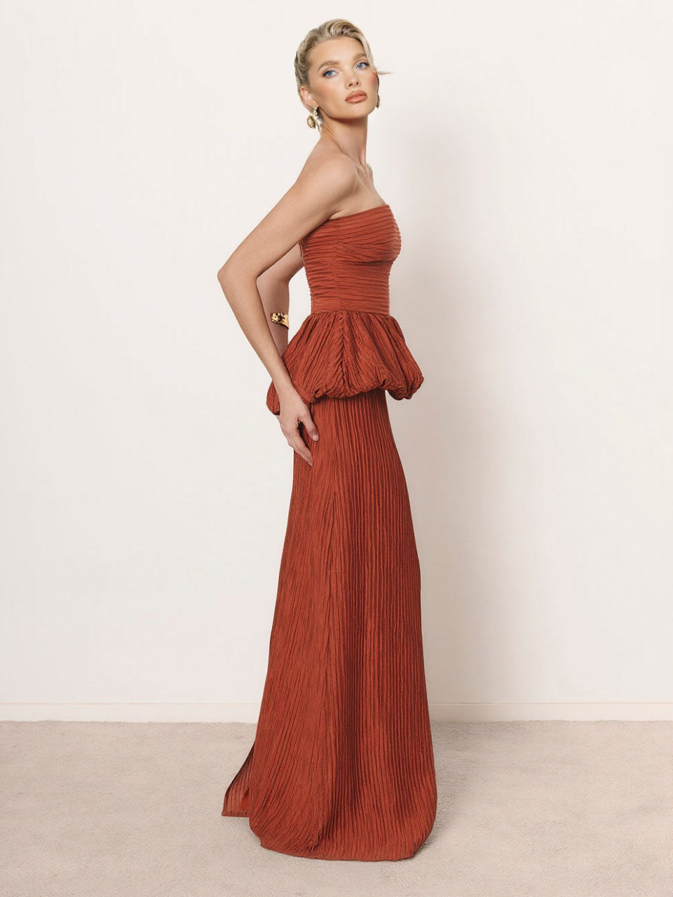 Strapless Ruched Skirt Two-Piece Set