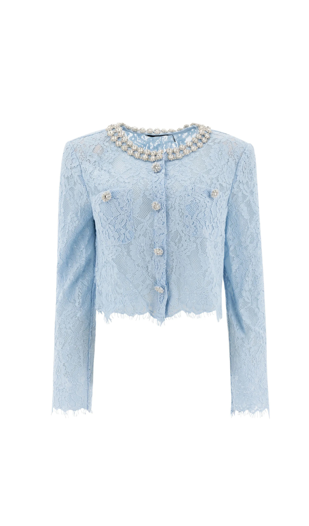 carol lace embellished top in blue