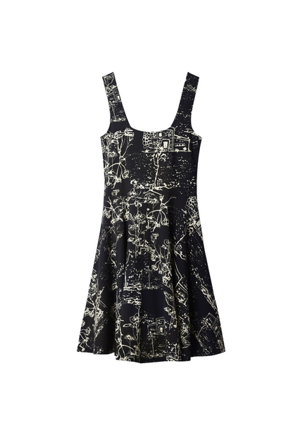Strappy Skater mini Dress in black