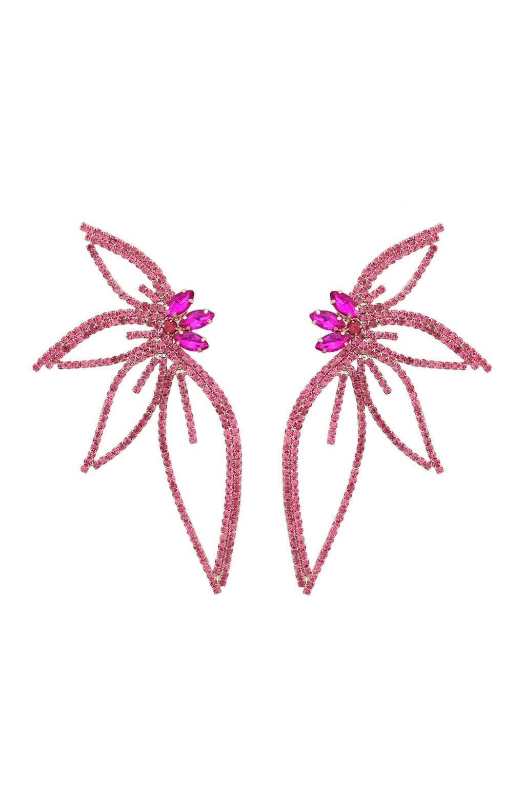 CRYSTAL FLOWER EARRINGS IN PINK Earrings styleofcb 