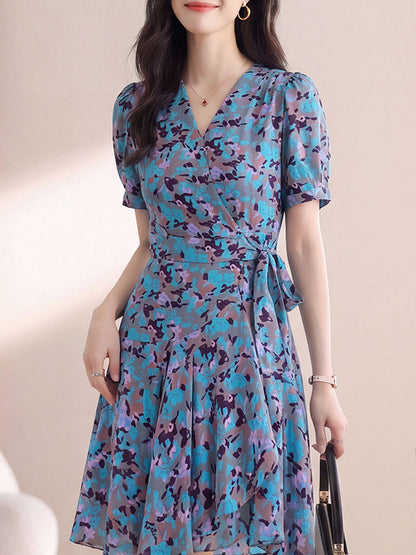 Abigail Cute V-Neck Floral Printed Dress