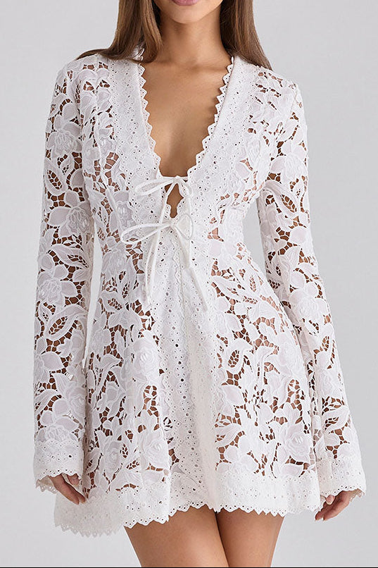 Iris  White Lace Mini Dress