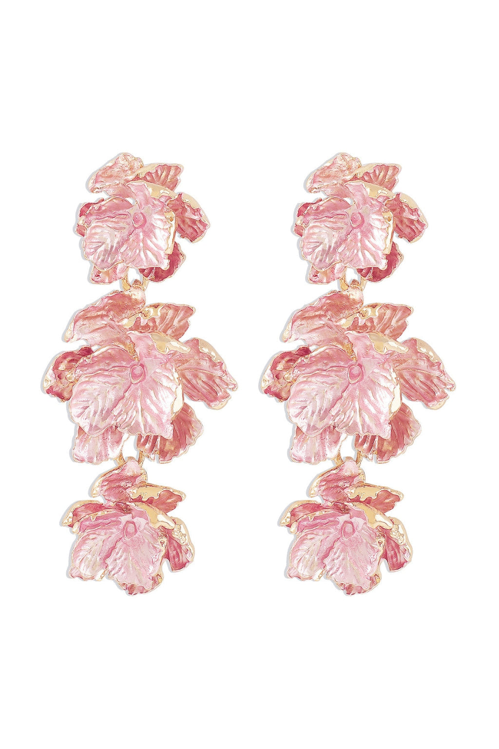 PINK 3D FLOWER EARRINGS