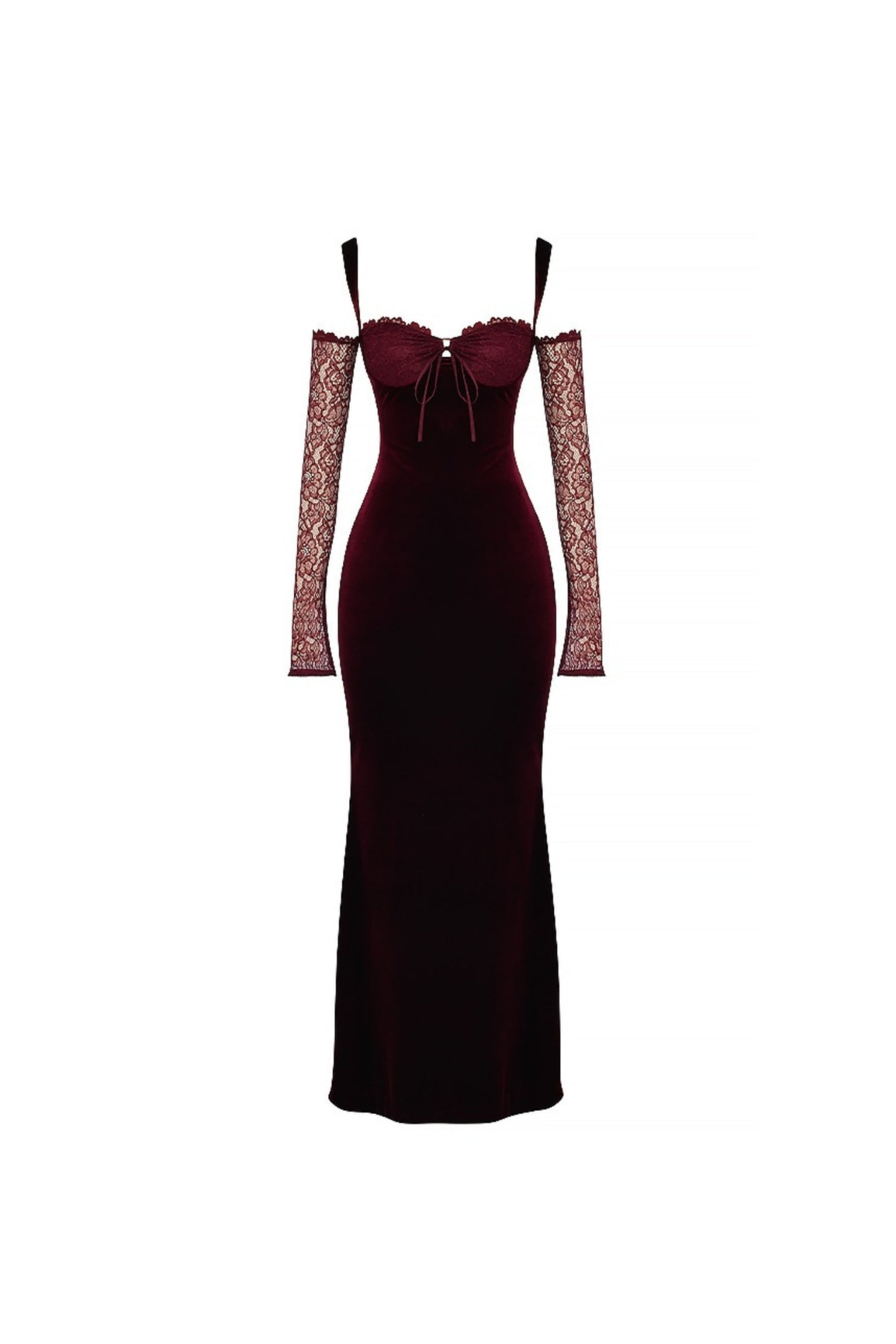 BLACK CHERRY VELVET MAXI DRESS