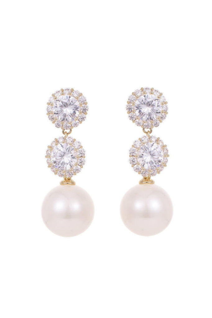PEARL EARRINGS WITH ZIRCON FLOWERS Earrings blingmyfriend 
