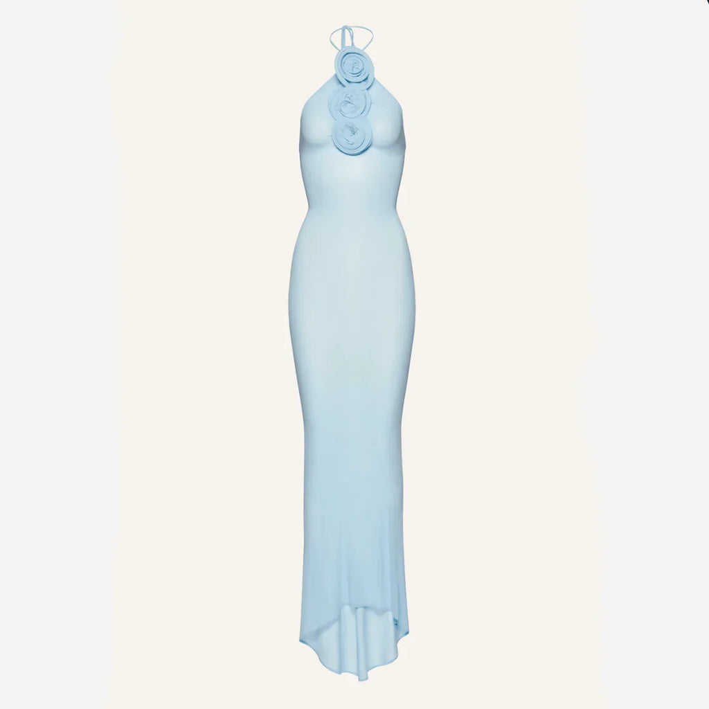 BLAIR Blue Mesh Maxi Dress