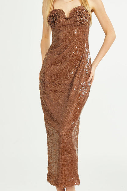 Éléonore sequinned floral midi dress