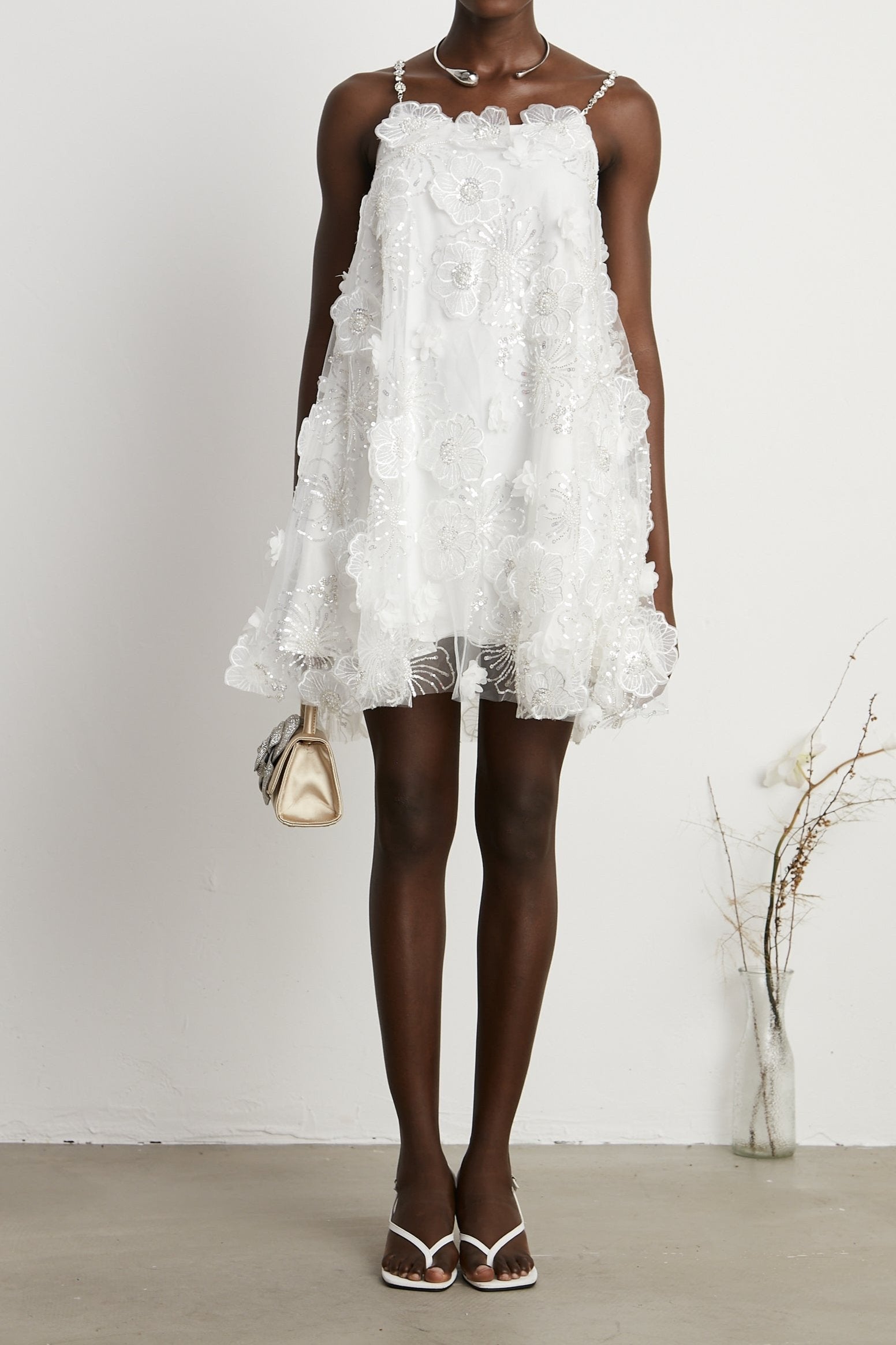Suzette crystal-embellished floral mini dress