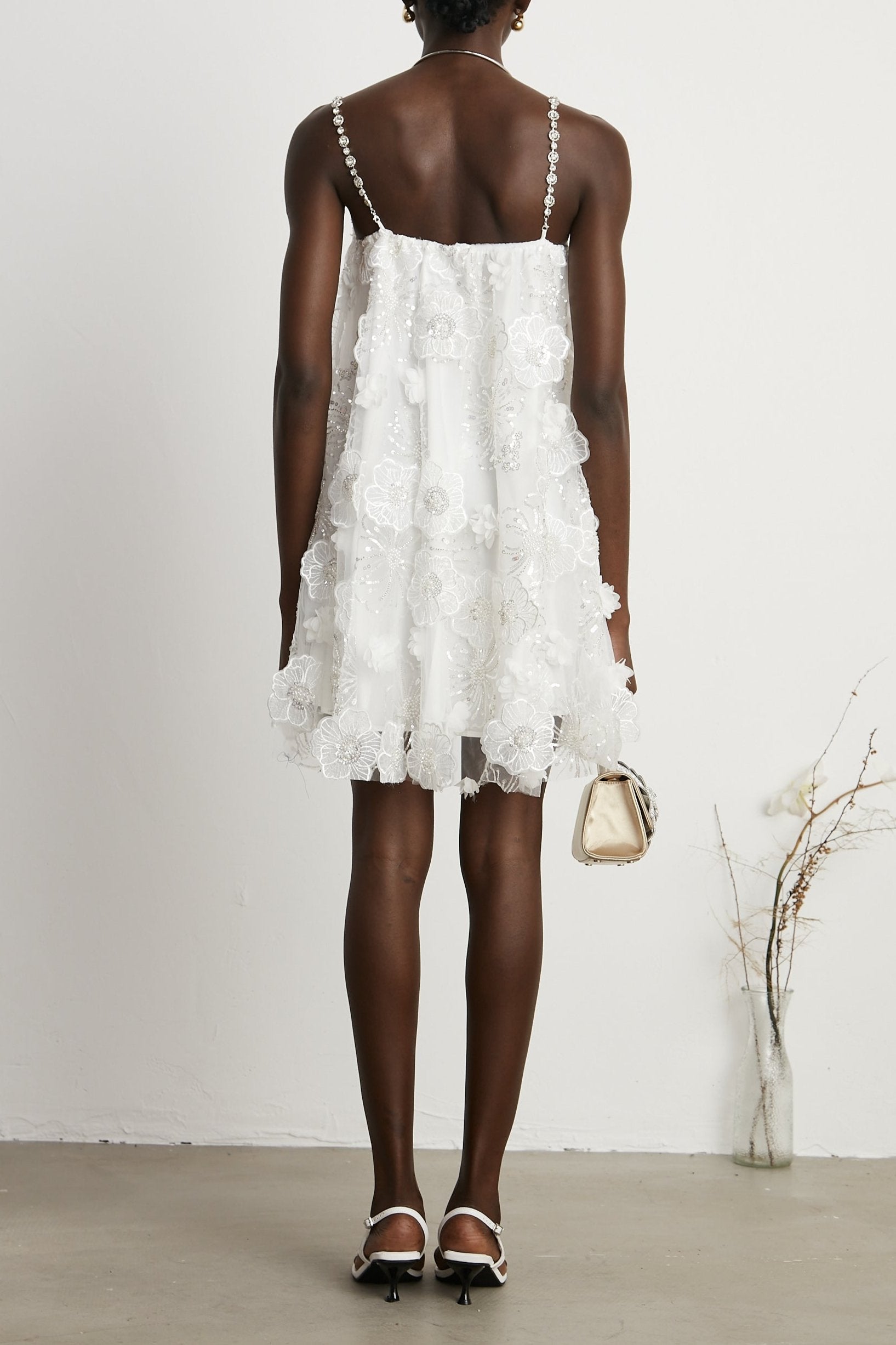 Suzette crystal-embellished floral mini dress