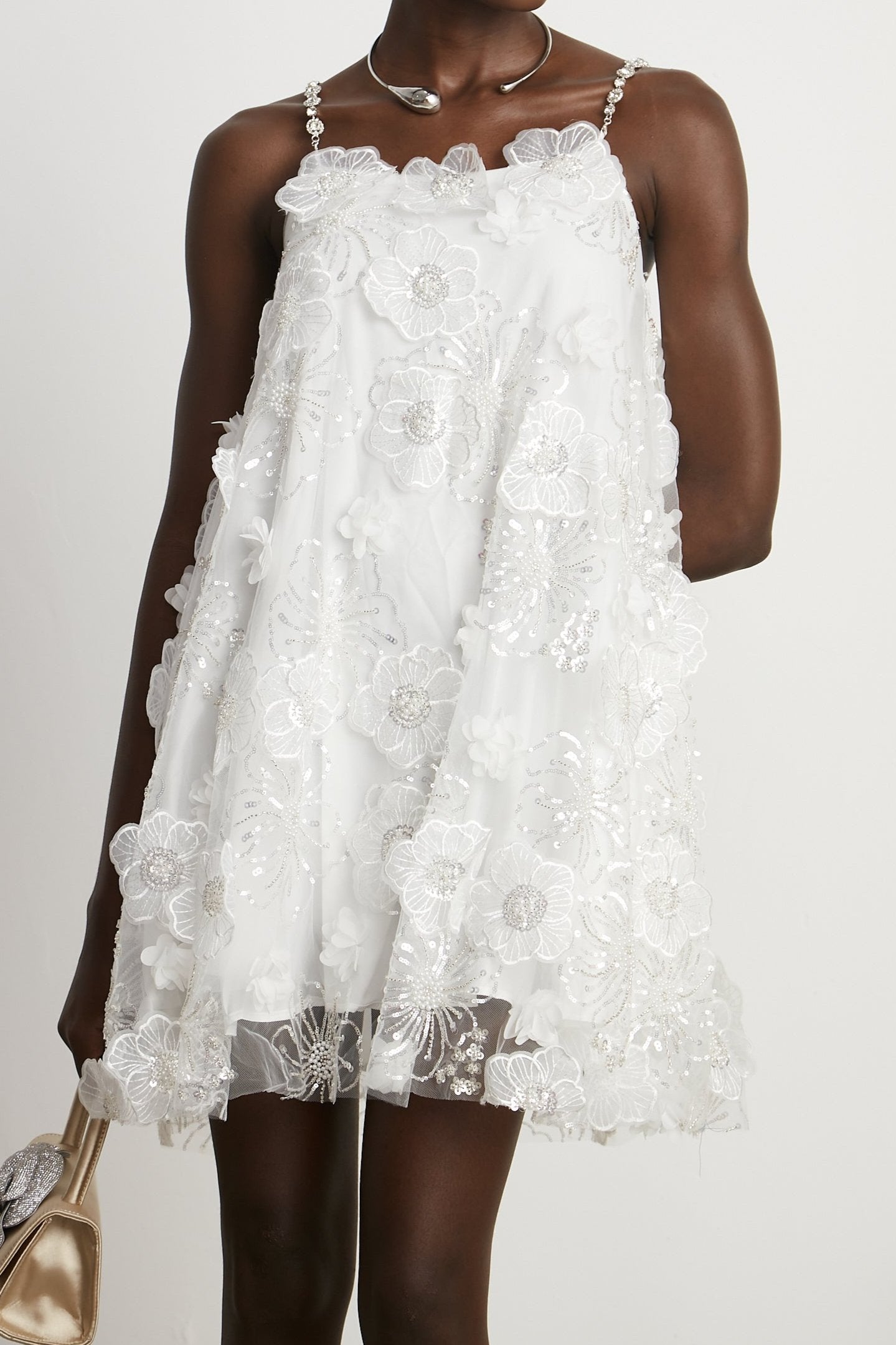 Suzette crystal-embellished floral mini dress