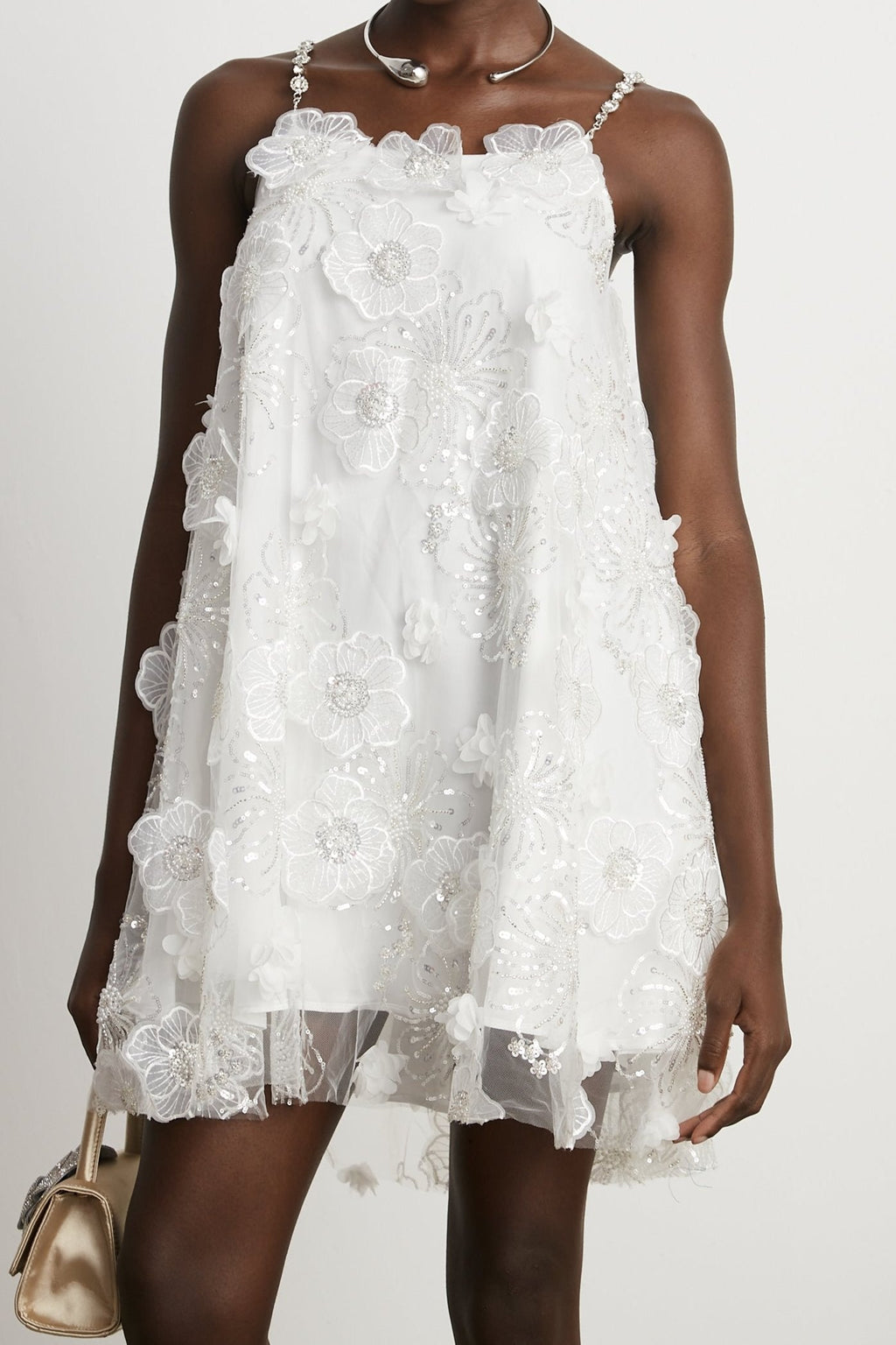 Suzette crystal-embellished floral mini dress