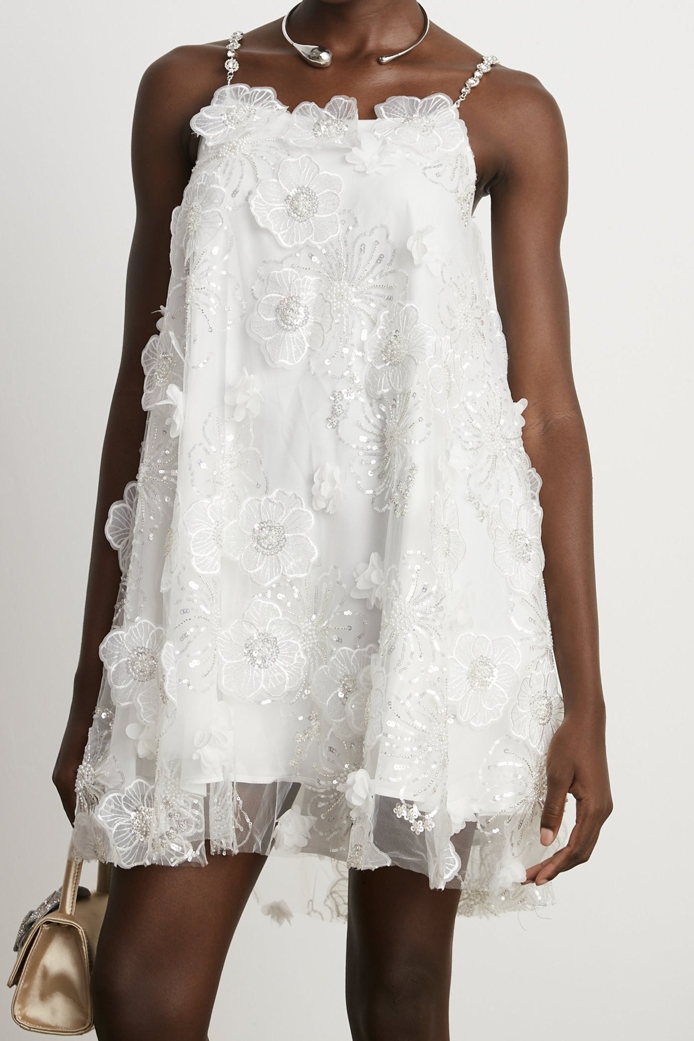 Suzette crystal-embellished floral mini dress