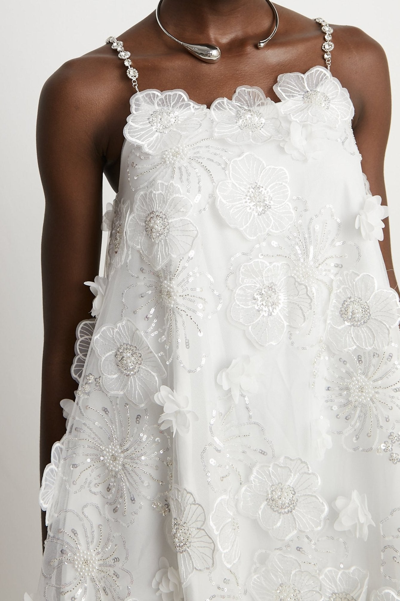 Suzette crystal-embellished floral mini dress