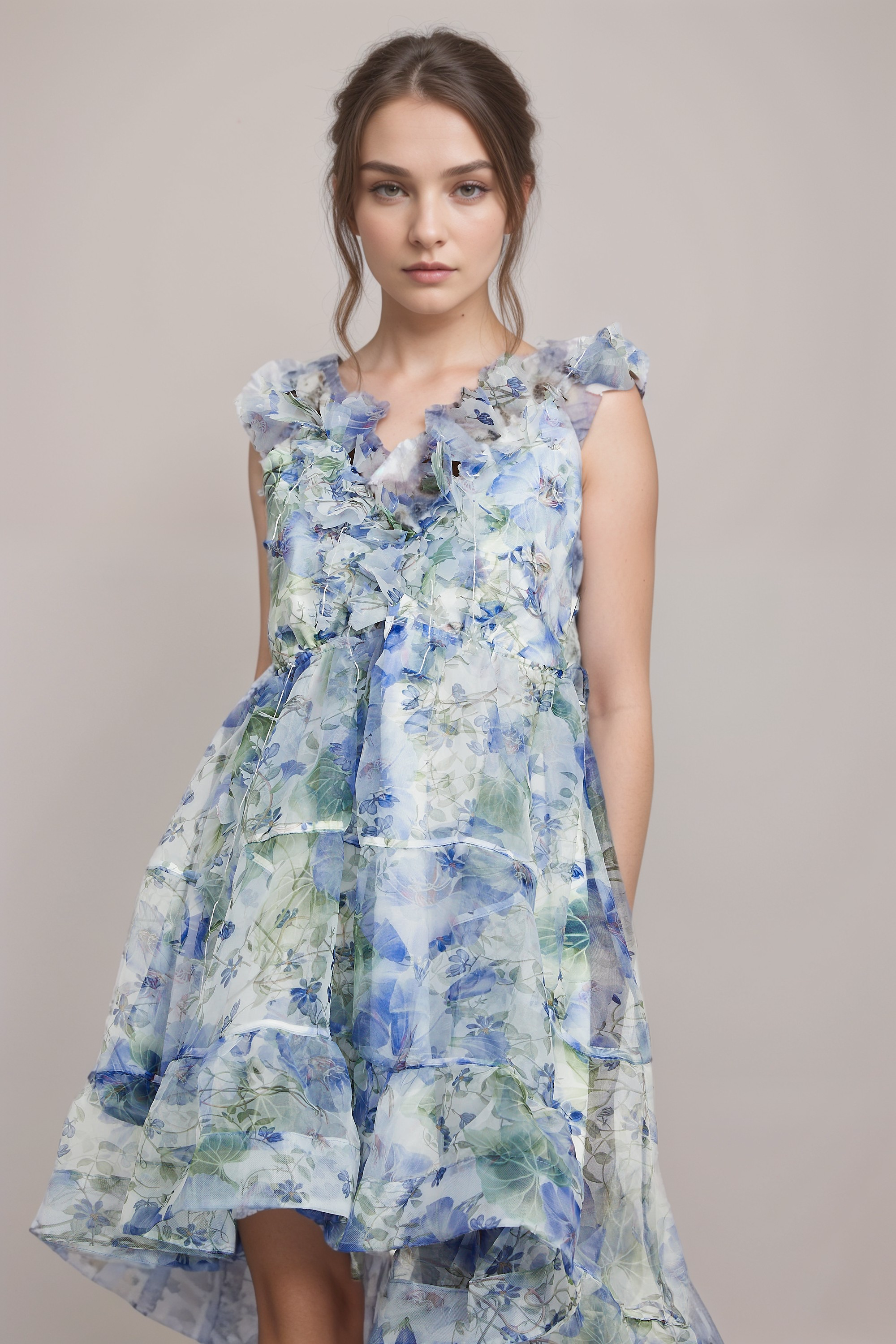 Axelle floral-print V-neck mini dress