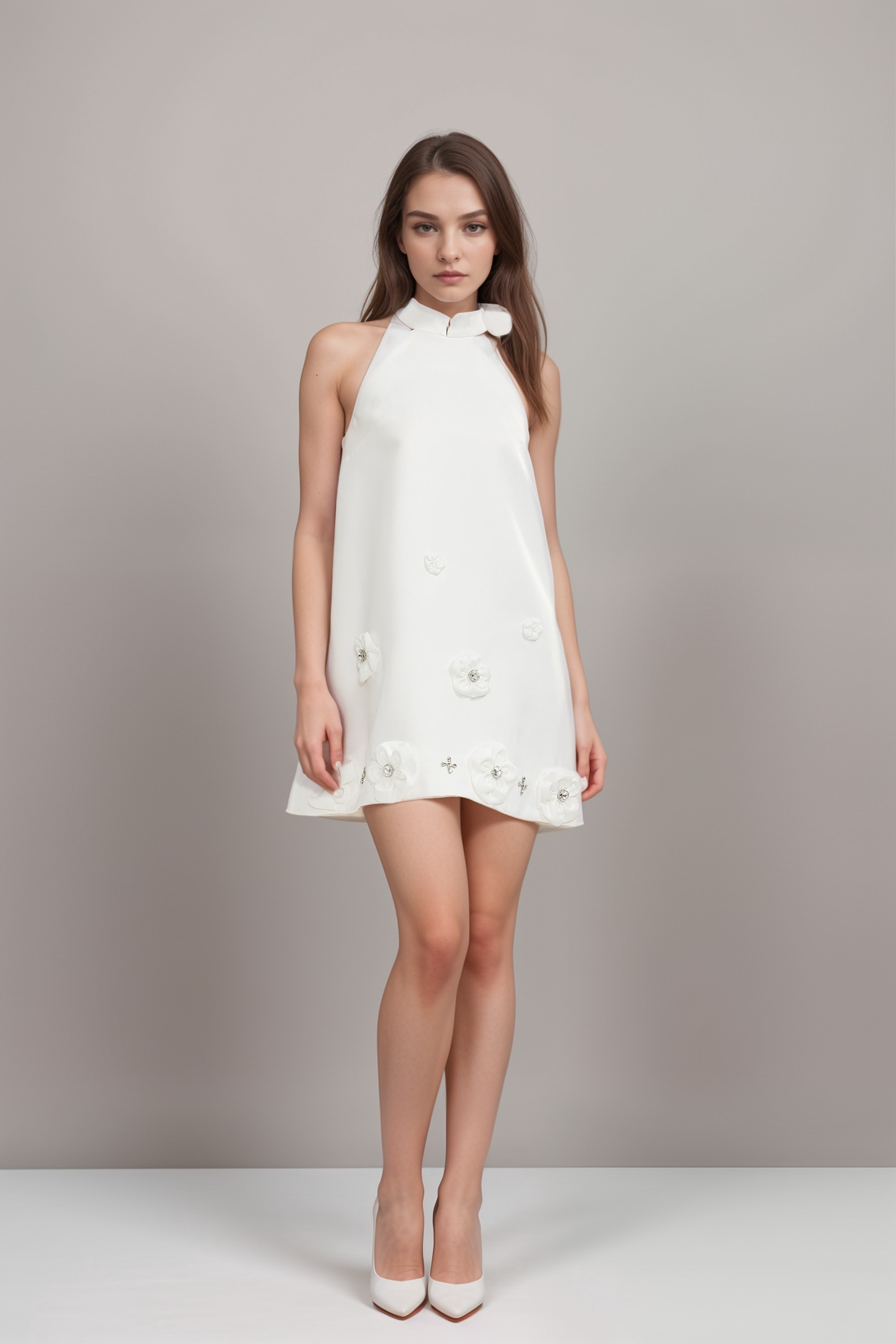 Aubrie faux-flower embellished dress
