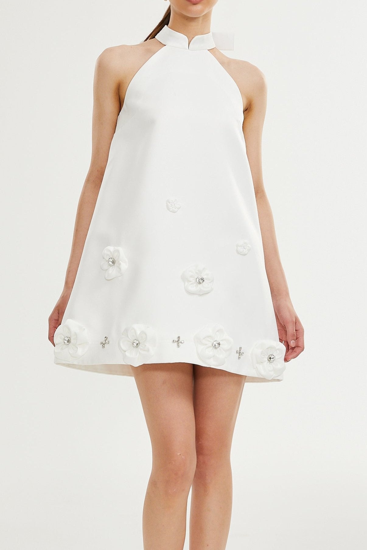Aubrie faux-flower embellished dress