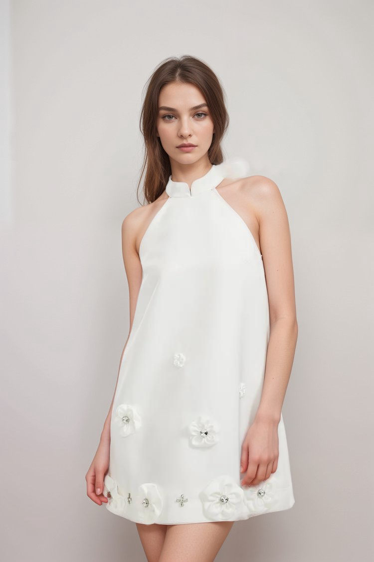 Aubrie faux-flower embellished dress