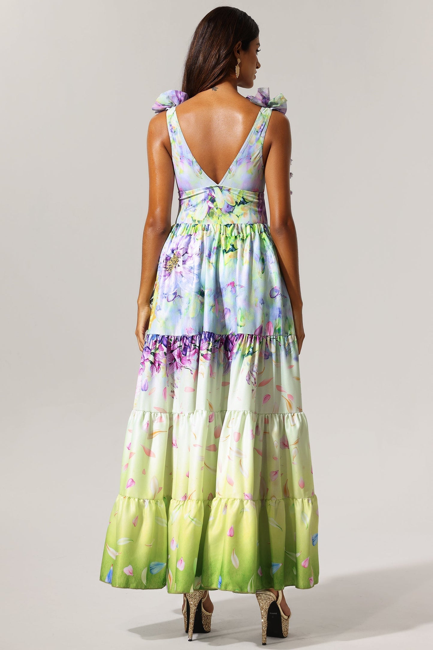 Loyisa Halter V-Neck Floral Printed Tassel Swimwear And Skirt Two-Piece Set