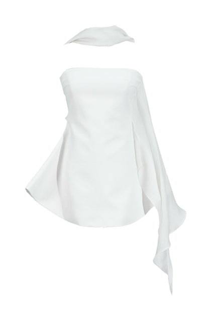 Calwa Scarf Strapless Flare Mini Dress
