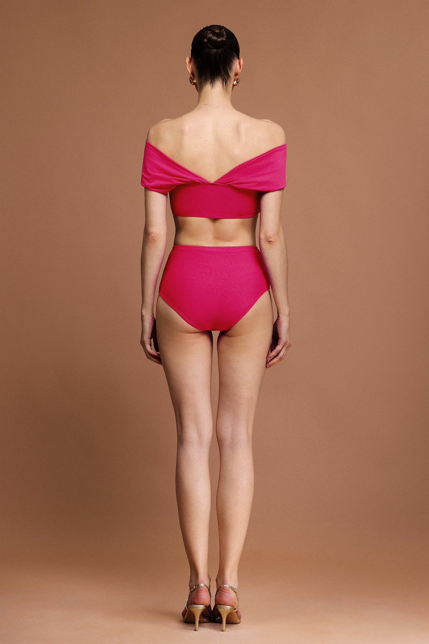 Off-Shoulder Folds Mini Swimwear Two-Piece Set