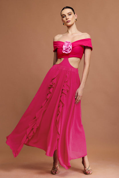 Off-Shoulder Folds Mini Swimwear Two-Piece Set