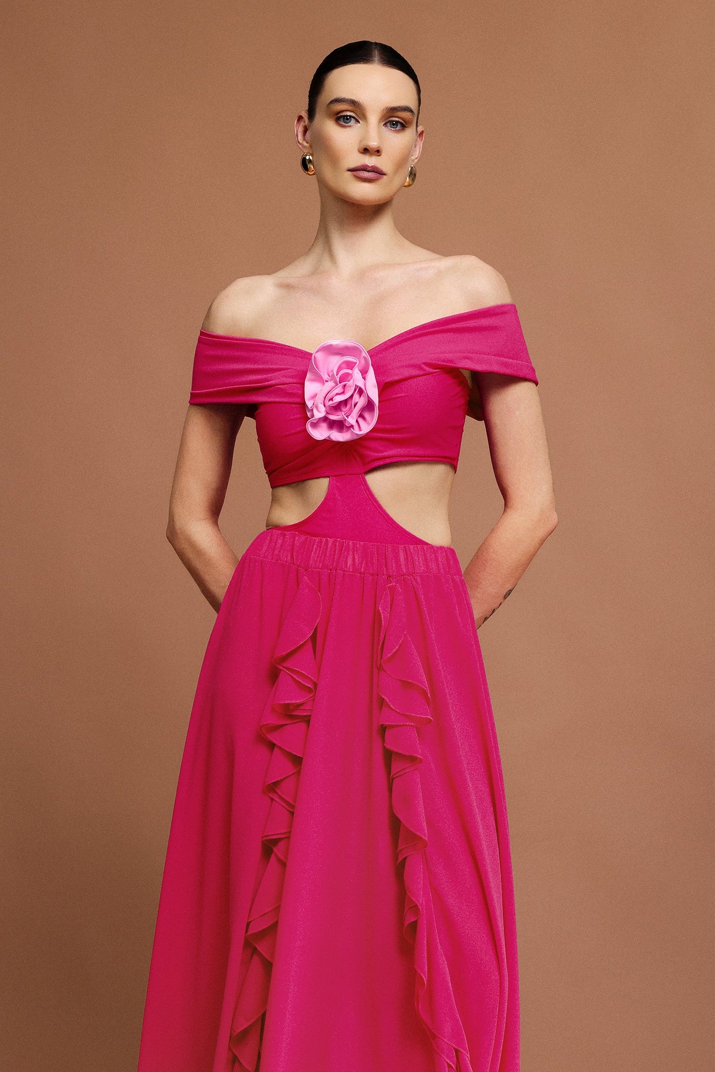 Off-Shoulder Folds Mini Swimwear Two-Piece Set