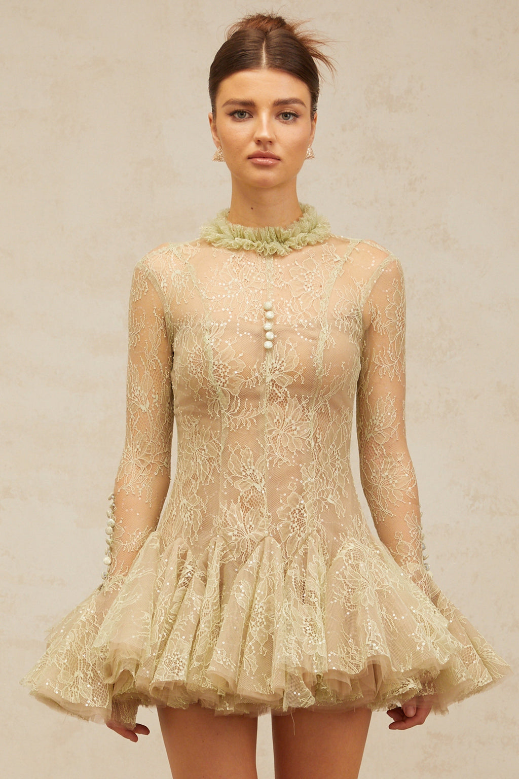 Embroidered Flared Mini Dress