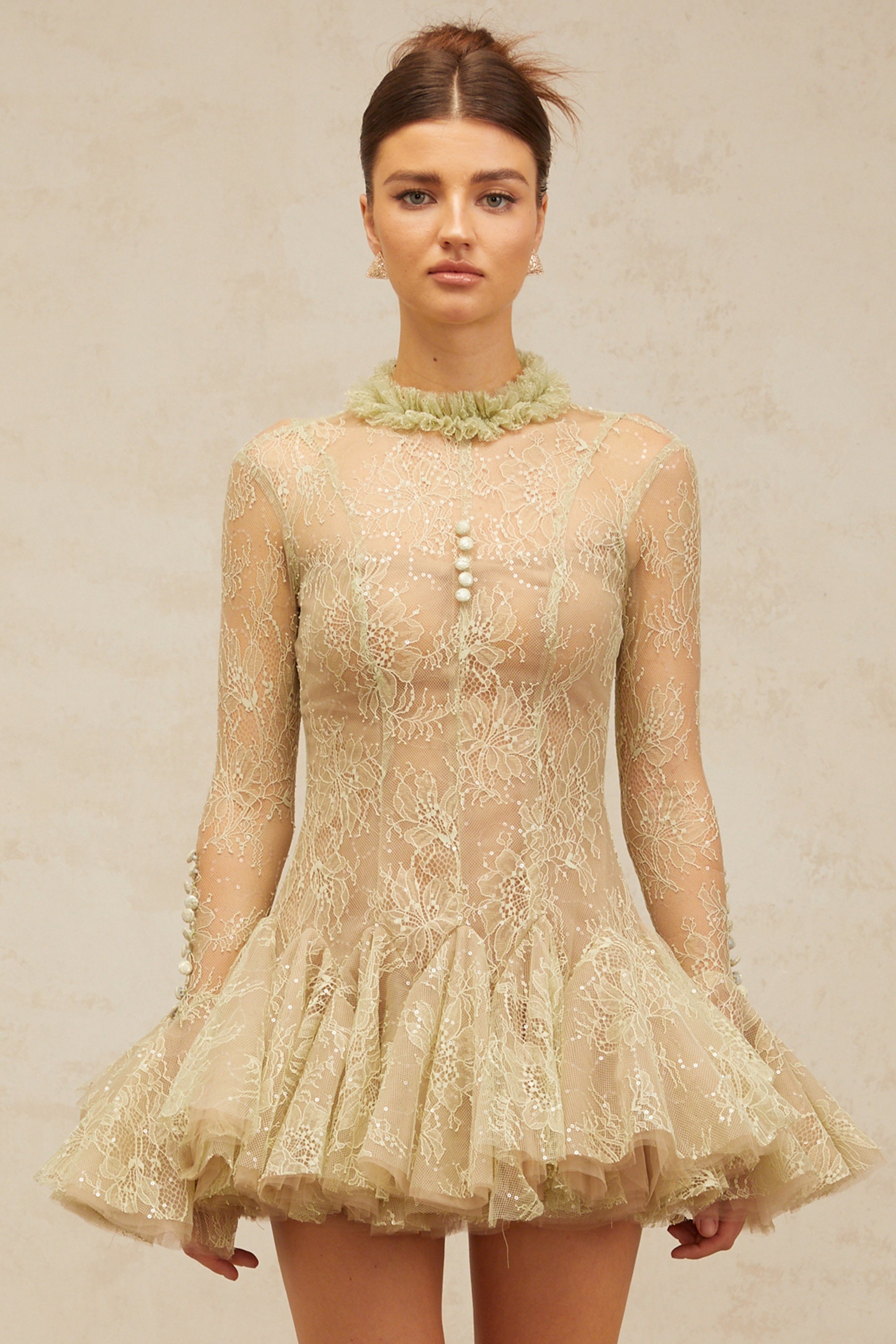 Embroidered Flared Mini Dress