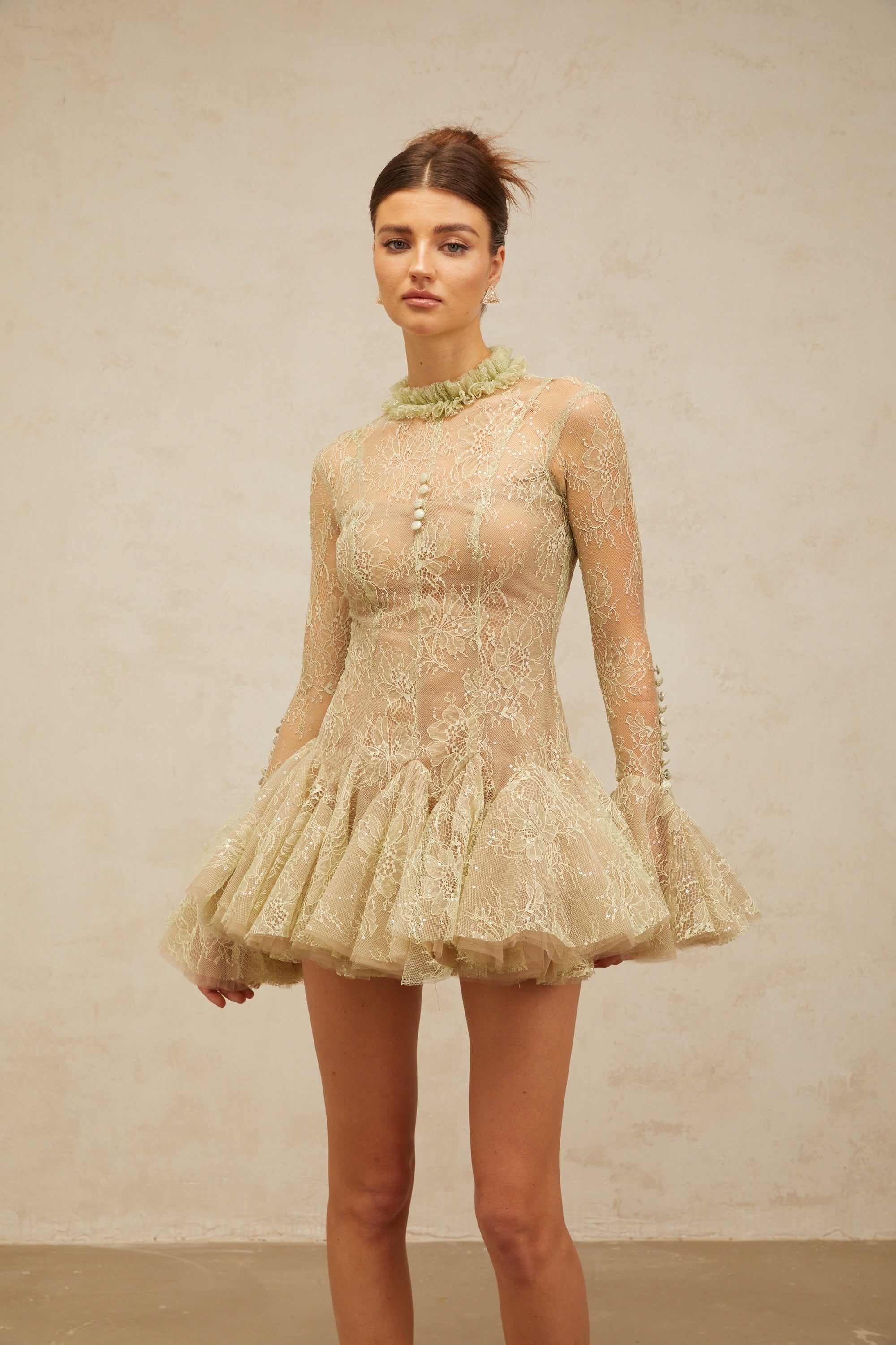Embroidered Flared Mini Dress