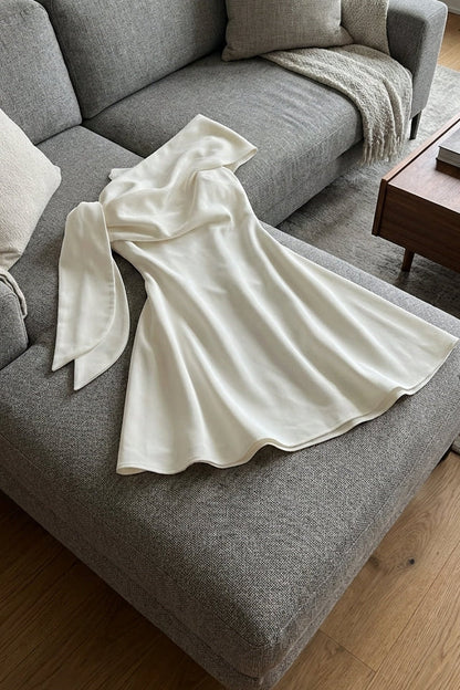 Calwa Asymmetric One Shoulder Flare Mini Dress
