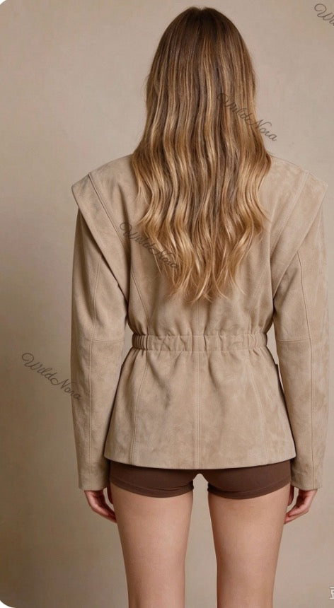 Tan Suede Structured Hourglass Jacket
