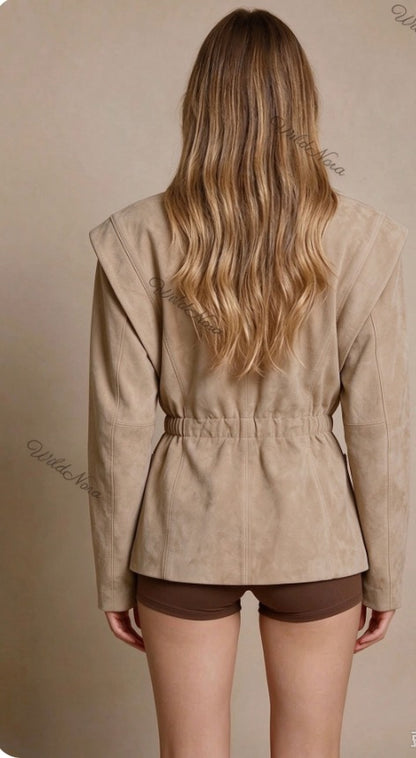 Tan Suede Structured Hourglass Jacket