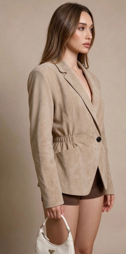 Tan Suede Structured Hourglass Jacket