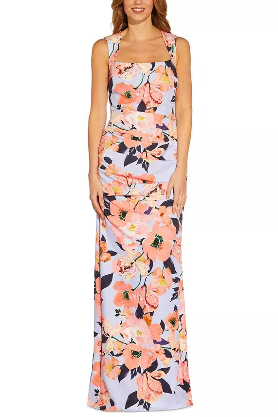Women's Square-Neck Floral-Print Gown