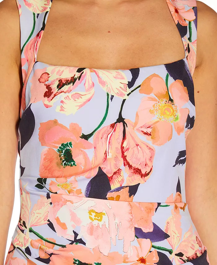 Women's Square-Neck Floral-Print Gown