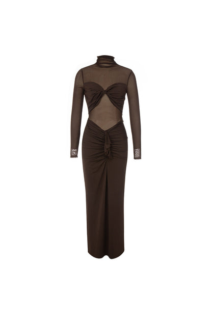 long sleeve split maxi dress