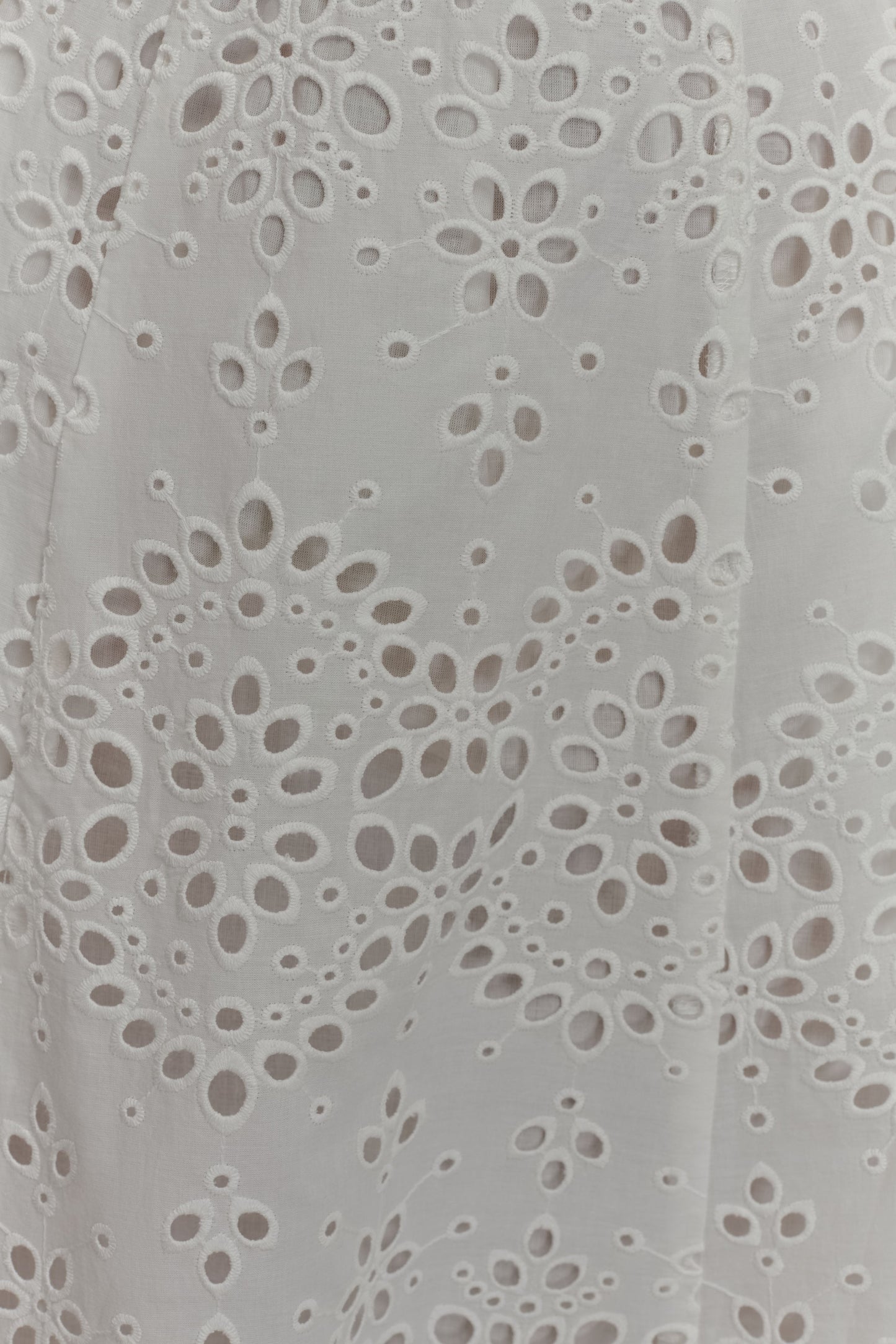 Scalloped V Neck Eyelet Embroidery Sleeveless Midi Dress - White