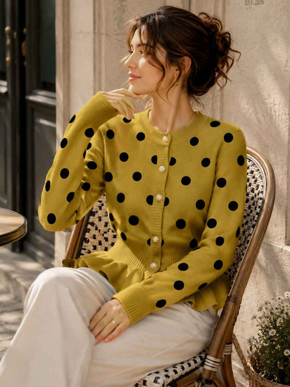 Polka Dot Slim-fit  Knit Top