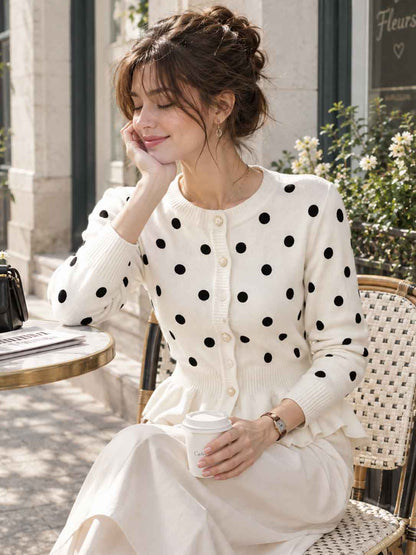 Polka Dot Slim-fit  Knit Top